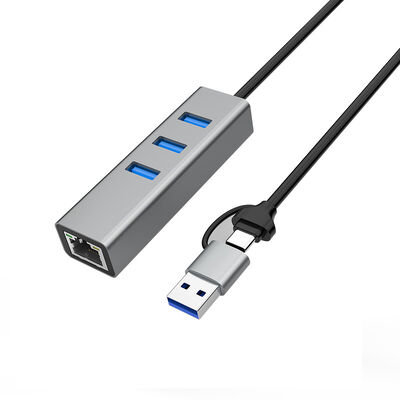 Calidad Adaptador Ethernet USB HUB de Interfaz Dual con Cable de Extensión USB de 60CM fábrica