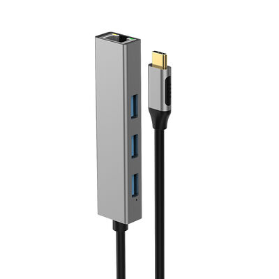 Qualidade Silver USB C HUB RJ45 Multi Port USB C Docking Station com Ethernet fábrica