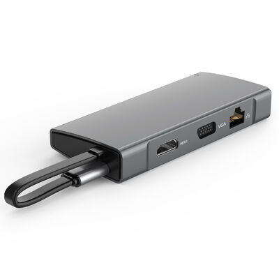 Kalite 10'u 1 Arada USB Hub Type C'den HDMI VGA Kart Okuyucu HUB USB RJ45 480Mbps fabrika